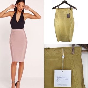 Missguided Gold Plait Detail Bandage Midi Skirt 2